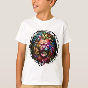 COLORFUL GEOMETRIC ABSTRACT MAJESTIC LION ROAR T-Shirt