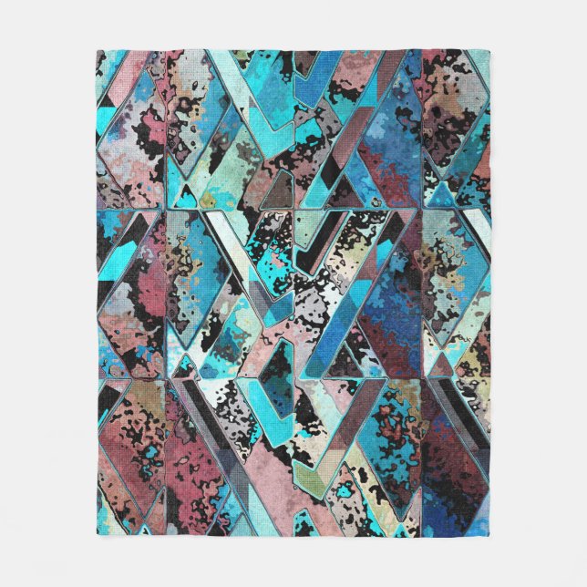Colorful Geometric Abstract Pattern Fleece Blanket (Front)
