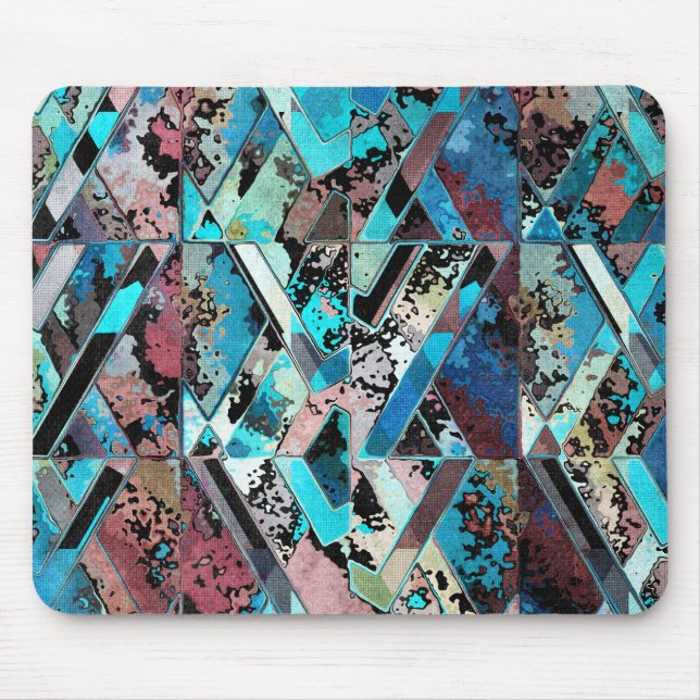 Colorful Geometric Abstract Pattern Mouse Pad (Front)