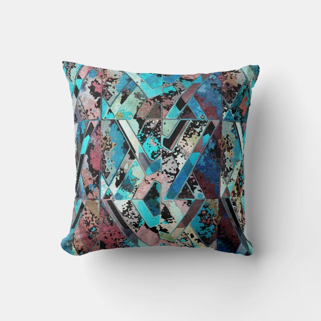 Colorful Geometric Abstract Pattern Throw Pillow (Front)