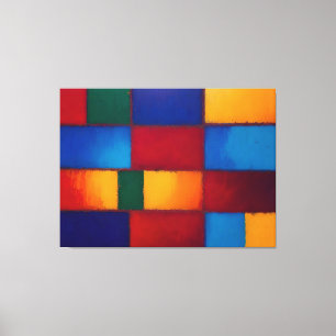 Colorful geometric abstract square pattern textile canvas print