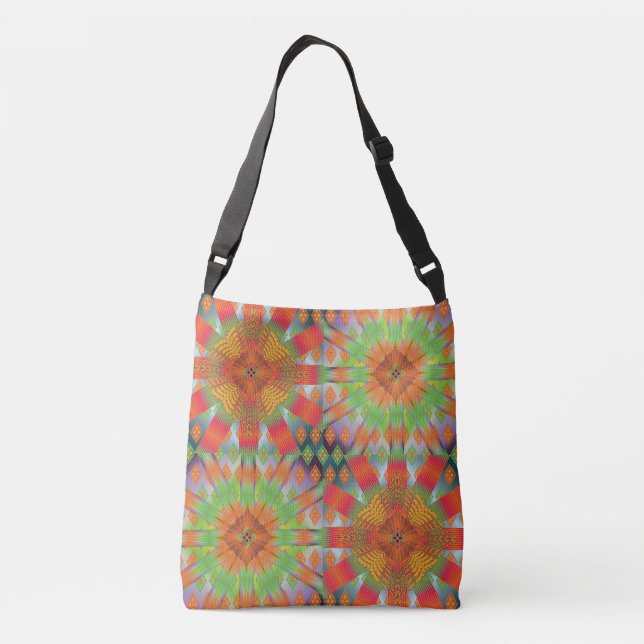 Colorful Geometric Boho Crossbody Tote Bag – Moder (Back)