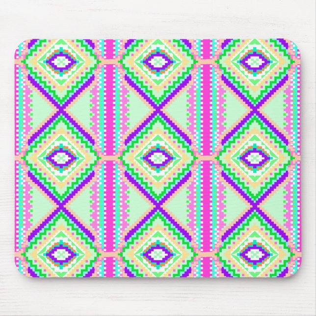 Colorful Geometric Boho Pattern Mouse Pad (Front)