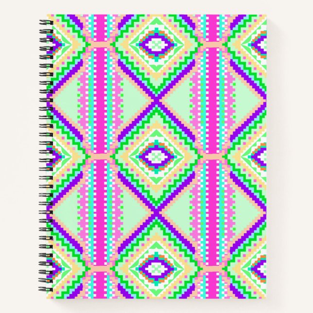 Colorful Geometric Boho Pattern Notebook (Front)