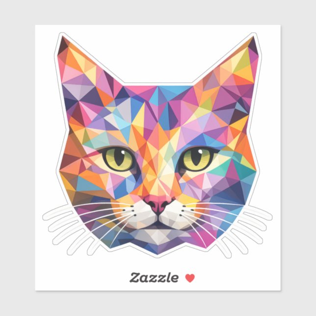 Colorful Geometric Cat Face Low Poly Triangle Art (Sheet)