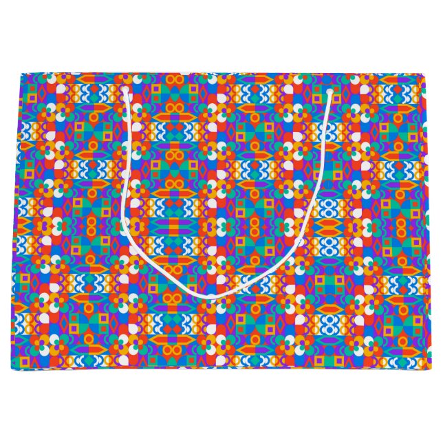 Colorful geometric gift bag with vibrant patterns (Front)