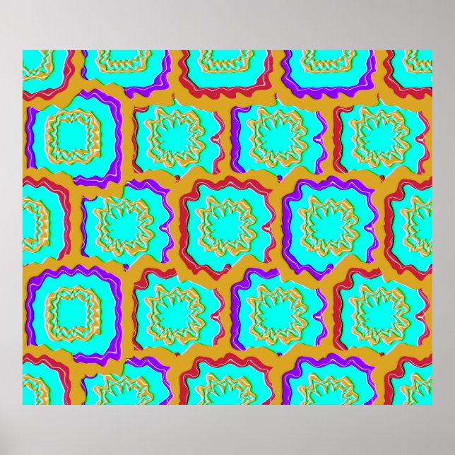Colorful Geometric Glitch Pattern  Poster (Front)