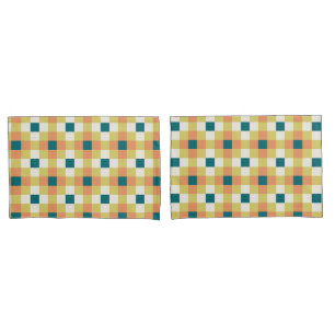 Colorful Geometric Grid Pattern with Retro Palette Pillowcase