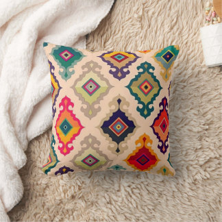 Colorful Geometric Ikat Throw Pillow