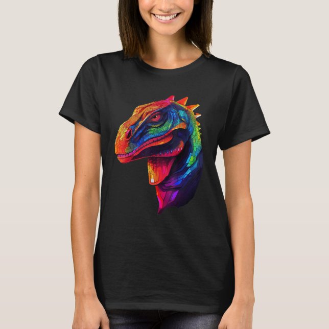 Colorful Geometric Komodo Dragons Lizard Pop Anima T-Shirt (Front)