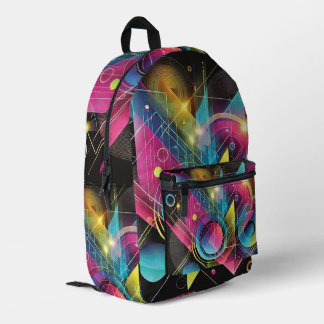 Colorful Geometric Neon Abstract  Printed Backpack