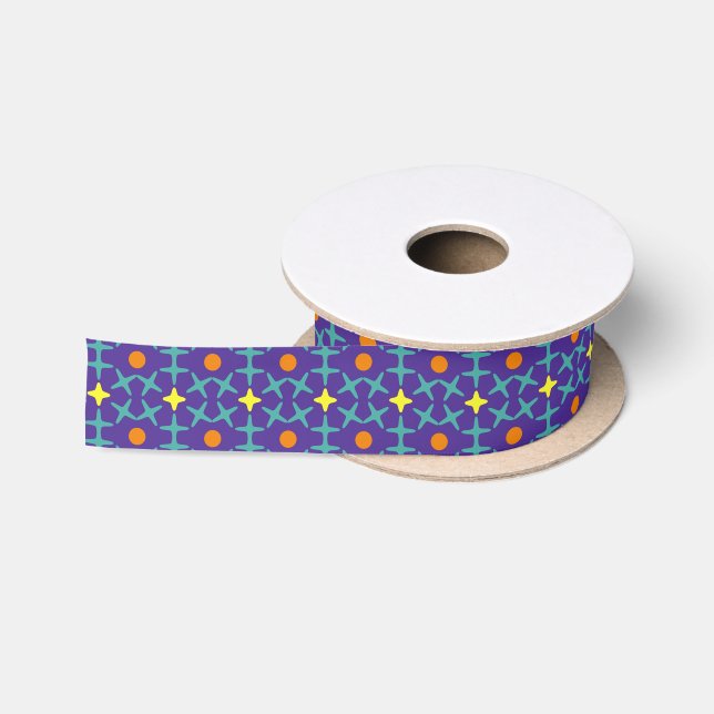 Colorful geometric pattern featuring blue cross satin ribbon (Spool)