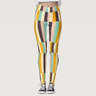 Colorful geometric pattern with vertical stripes leggings