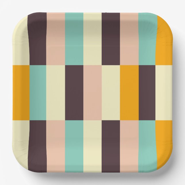 Colorful geometric pattern with vertical stripes  paper plate (Front)
