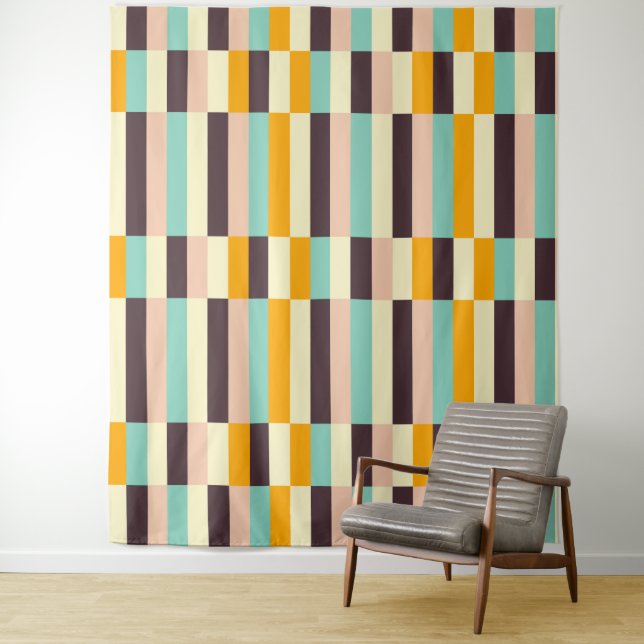 Colorful geometric pattern with vertical stripes  tapestry (In Situ)