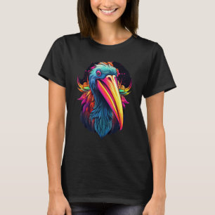 Colorful Geometric Pelican Bird Pop Animal T-Shirt