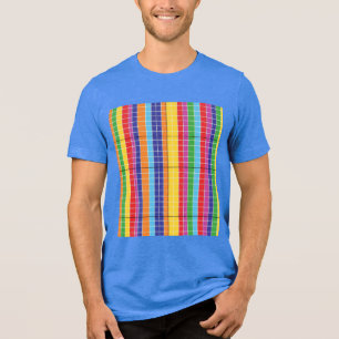 Colorful Geometric Rainbow Grid Pattern T-Shirt Tri-Blend Shirt