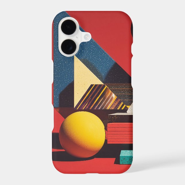 Colorful Geometric Shapes on Red Background (Back)