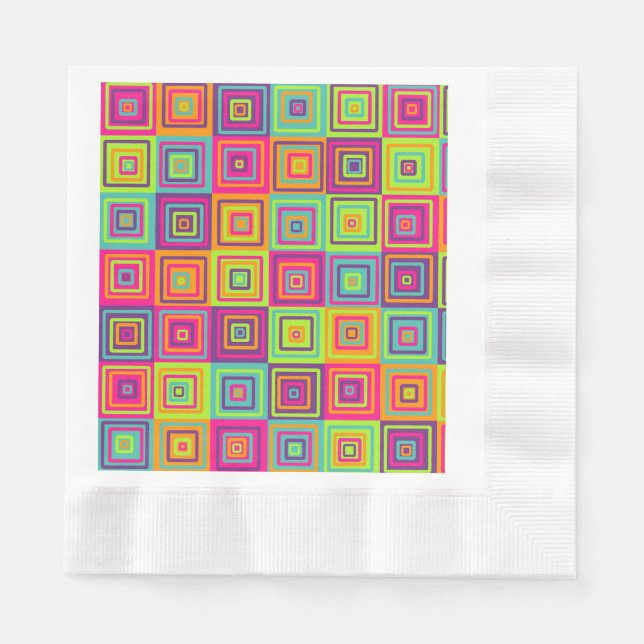 Colorful Geometric Squares Napkin (Front)