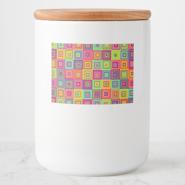 Colorful Geometric Squares Pattern Food Label (Front)