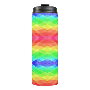 Colorful geometric travel mug with a rainbow 