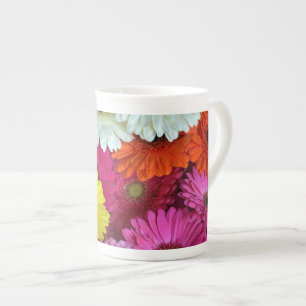 Colorful gerber flowers bone china mug