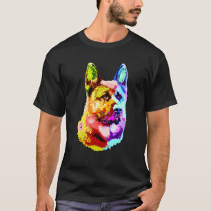 Colorful German Shepherd Dog Dad Mom  Owner Pop Ar T-Shirt