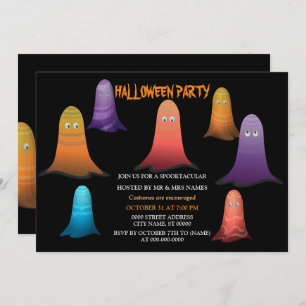 Colorful Ghosts Halloween Invitation