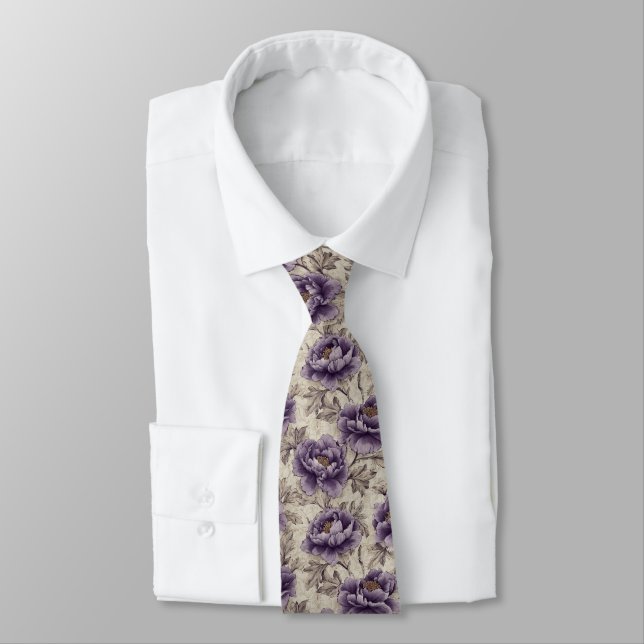 Colorful Gifts For Him Peonies Tie (Tied)