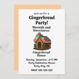 Colorful Gingerbread House Party Invitation