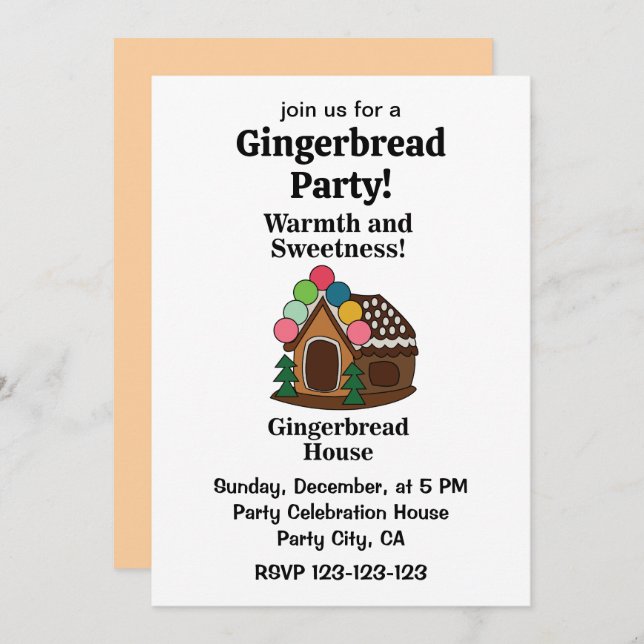 Colorful Gingerbread House Party Invitation (Front/Back)