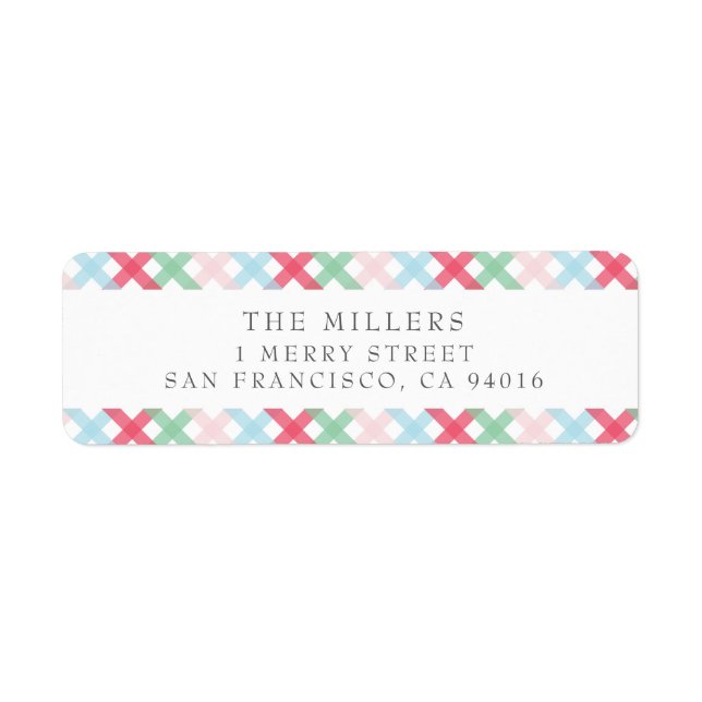 Colorful Gingham Christmas Address Labels (Devant)