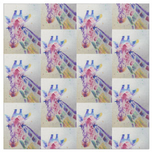 Colorful Giraffe Watercolour Sewing Craft Fabric