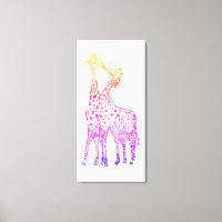 Colorful Giraffes Graphic Art DrawingCanvas Print