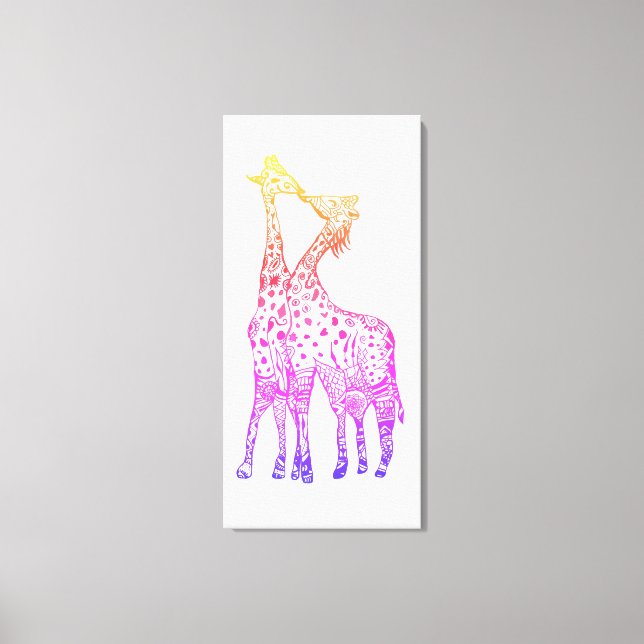 Colorful Giraffes Graphic Art DrawingCanvas Print (Front)
