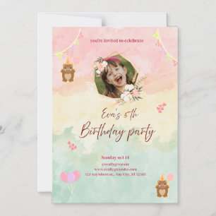 Colorful Girl’s 5th Birthday Invitation Design 