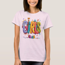 Colorful Girls Graffiti Art Graphic T-Shirt