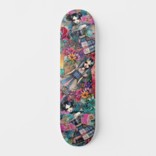 Colorful Girly Floral Urban Street Art Inspired  Skateboard