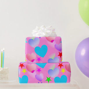 Colorful Gliding Hearts 'n Stars Cadeau papier