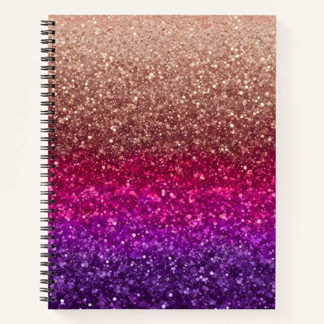 Colorful Glitter Art Spiral Notebook (Front)