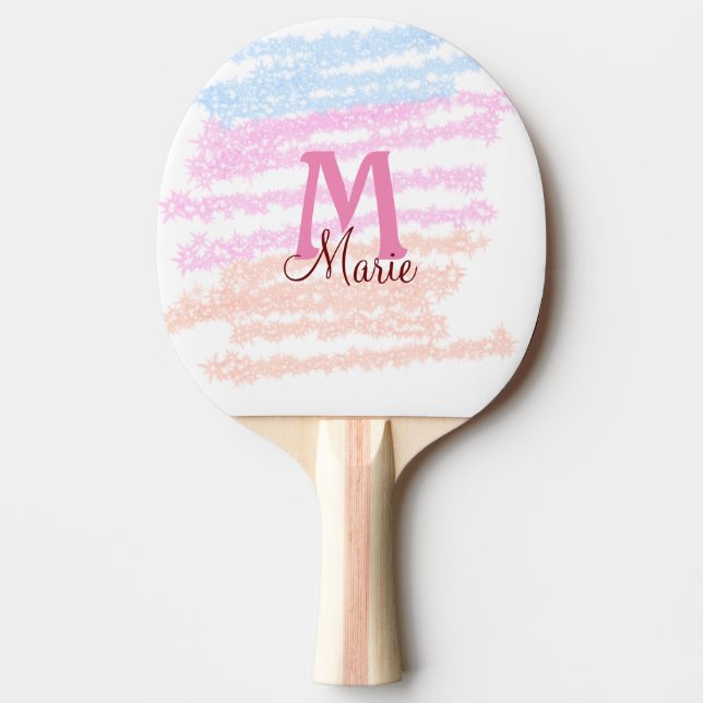 colorful glitter sparkle add name monogram  ping pong paddle (Front)