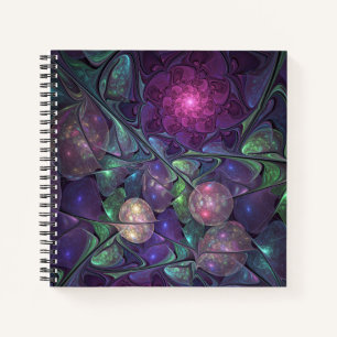 Colorful Glittering Modern Abstract Fractal Art Notebook