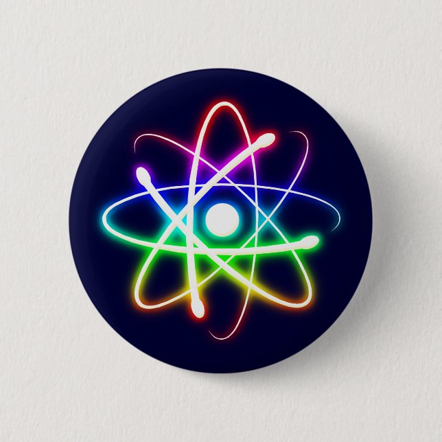 Colorful Glowing Atom | Geek Gifts 2 Inch Round Button (Front)