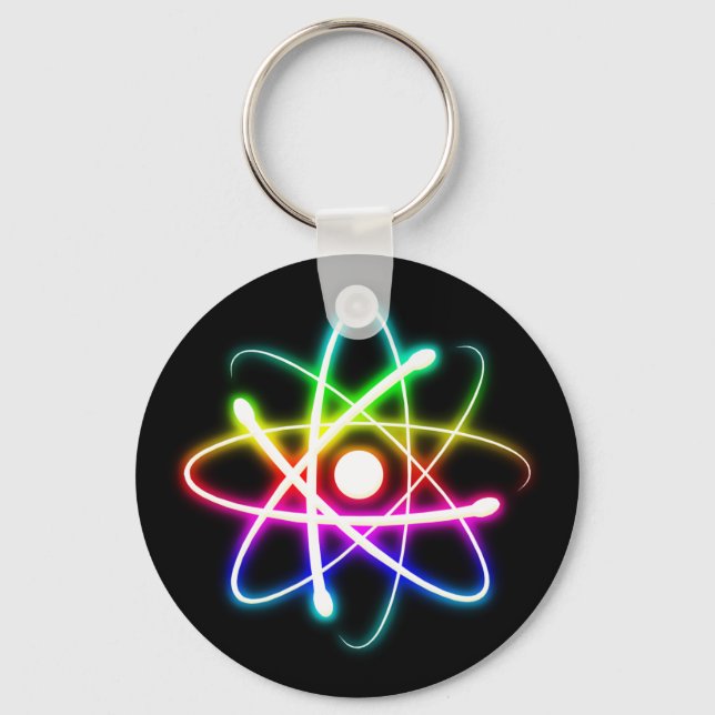 Colorful Glowing Atom | Geek Keychain (Front)