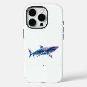Colorful Glowing Shark Art – Neon Ocean Animal iPhone 16 Pro Case