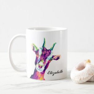 Colorful Goat Pop Art Personalized Coffee Mug