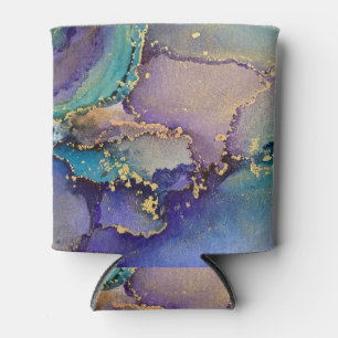 Colorful Gold Marbled Abstract Liquid Abstract Art Can Cooler