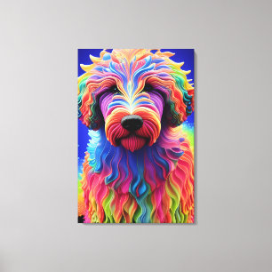 Colorful Goldendoodle Dog Abstract Canvas Print