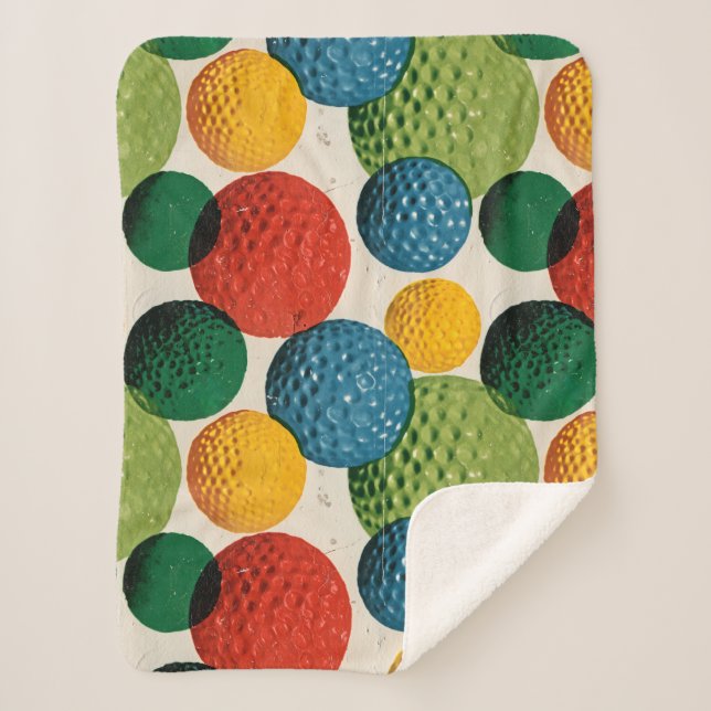 Colorful Golf Ball Pattern Sherpa Blanket (Front)