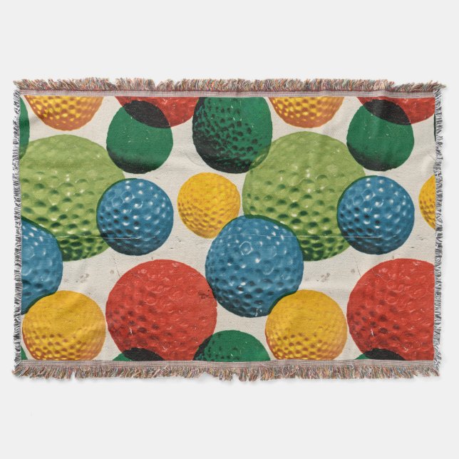 Colorful Golf Ball Pattern Throw Blanket (Front)